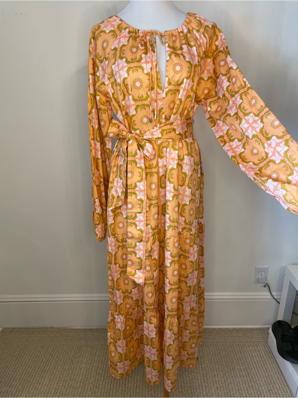 Ivy City Co Orange and Pink Floral Tie-Front Maxi Dress - Picture 4 of 8
